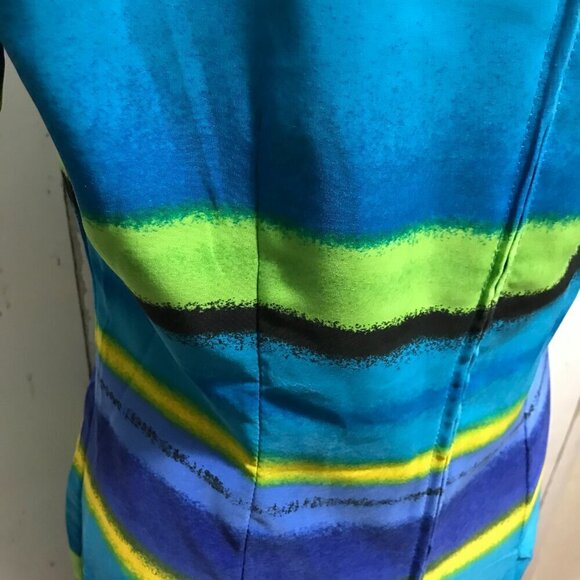 Sag Harbor Dress Petite bright colored stripes sheath with round collar Size 8P - Picture 7 of 12